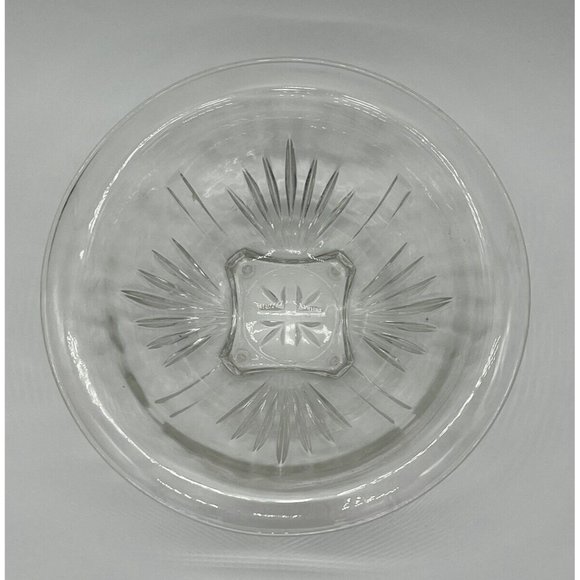 Vintage Hazel Atlas Aurora Clear Ribbed Glass Bowl Square Base Rolled Rim 8 1/2” - Picture 4 of 5